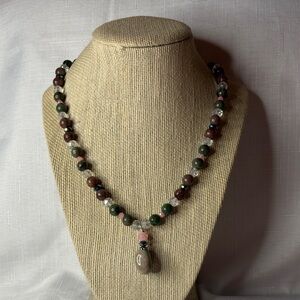 Handcrafted Hydrogrossular Garnet Necklace w/Crystals